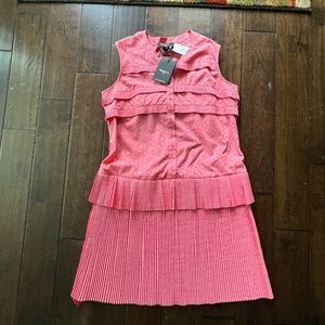 NWT Gorgeous Paule KA crewneck mid length designer pleated dress